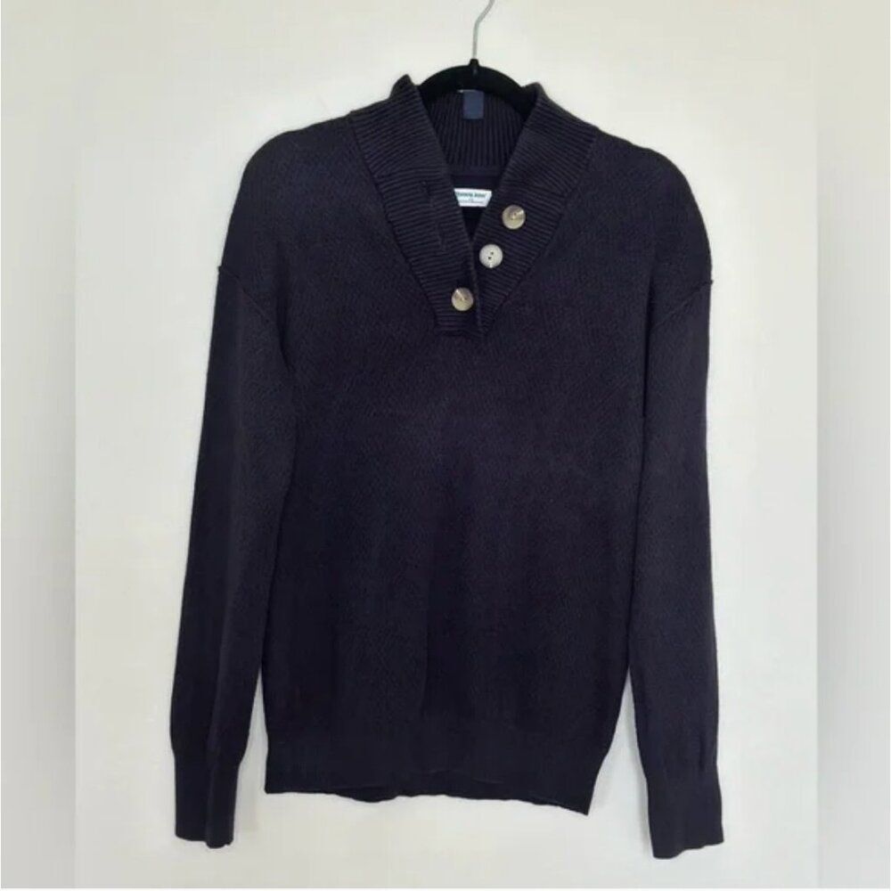 Tommy John Men's Sweater Shawl Button Collar Long Sleeve Navy Blue Size Medium